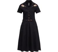 Queen Kerosin Damen 50s Swing Jeanskleid mit Stickerei Schwarz-S