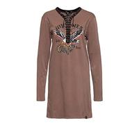 Queen Kerosin Damen Acid Wash Longshirt Loose Fit Print Wild Ones Ride Free