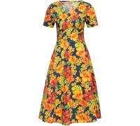 Queen Kerosin Damen Aop 50S Retro Swing Kleid "Blumeninsel" QKU46004 Multicolor-XXL