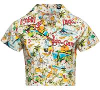 Queen Kerosin Damen Aop Vintage Bluse "Lake Garda" QKU45007 Off White-S