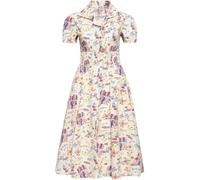 Queen Kerosin Damen Aop Vintage Retro Swing Kleid "Amsterdam" QKU46011 Off White-XS