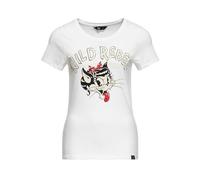 Queen Kerosin Damen Basic T-Shirt Slim Fit Retro Frontprint Baumwolle Stretch Cartoon Wild Rebel