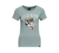 Queen Kerosin Damen Basic T-Shirt Slim Fit Retro Frontprint Baumwolle Stretch Cartoon Wild Rebel
