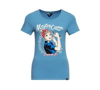 Queen Kerosin Damen Basic T-Shirt Slim Fit Retro Frontprint Motor Queen I Can Do It