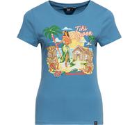 Queen Kerosin Damen Basic T-Shirt "Tiki Lagoon" QKU41012 Sky Blue-XS