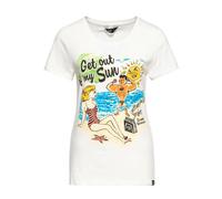 Queen Kerosin Damen Get out of my sun Classic T-Shirt Offwhite-S