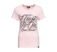 Queen Kerosin Damen Statement Shirt T-Shirt Slim Fit Frontprint Kurzarm Shirt Rockabella Rockabilly Trust No One