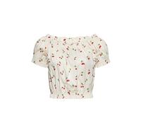 Queen Kerosin Cherry Damen Bluse, weiss-rot, Größe S