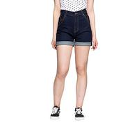 Queen Kerosin Damen Denim Jeans Shorts High Waist Wide Leg Baumwolle Stretch