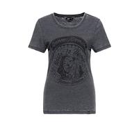 Queen Kerosin Damen Enzym Wash T-Shirt Kurzarm Washed Rundhals Print Top Unikat Vintage Retro Used-Look Ärmellos Oberteil Mexico Día De Muertos Hasta La Muerte