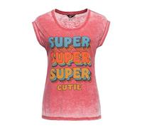 Queen Kerosin Damen Enzym Wash T-Shirt Print Shirt Top Unikat Vintage Retro Used-Look Ärmellos Oberteil 70S Cutie Super Cutie