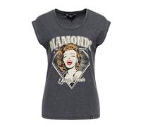 Queen Kerosin Damen Enzymwash T-Shirt "Diamonds" QKI41011 Black-XXL