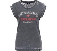 Queen Kerosin Damen Enzymwash T-Shirt "Heartbreak Garage" QKI41014 Black-L