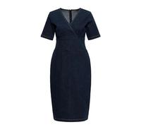 Queen Kerosin Damen Etuikleid Denimkleid Jeanskleid Bleistiftkleid Kimono Wickeloptik Overlapped Kurzarm Vintage Retro 1950S Rockabella Rockabilly