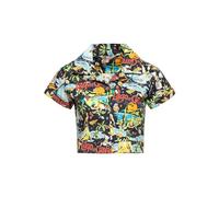 Queen Kerosin Damen Hawaii Bluse Cropped Bluse Hemdbluse Hawaiishirt Lago Di Garda Gardasee Italy Retro Vintage Crop Top 50S Rockabella Lago Di Garda
