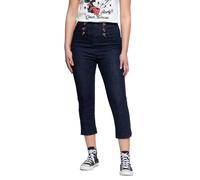 Queen Kerosin Damen High Waist Capri Jeanshose dunkelblau 27W/32L