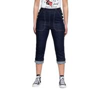 Queen Kerosin Damen High Waist Capri Jeanshose Slim Fit Worker-Look Knopfverschluss 50S Denim Vintage Seitlicher Verschluss