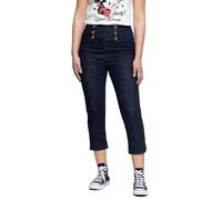 Queen Kerosin Damen High Waist Capri Jeanshose Slim Fit Worker-Look Schlitz Am Beinabschluss 50S Denim Vintage