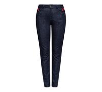 Queen Kerosin Damen Jeanshose High Waist Slim Fit Western-Style 50S Rockabilly Vintage Rosen Pants Denim Roses
