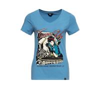 Queen Kerosin Damen Kurzarm T-Shirt V Ausschnitt Tune Up Print Slim Fit Tune Up