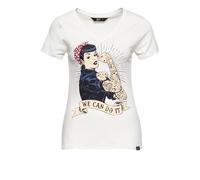 Queen Kerosin Damen Kurzarm T-Shirt Vintage Print We Can Do It V Ausschnitt Slim Fit Retro Empowerment 50S Rockabilly Rockabella 1950S We Can Do It - Inked