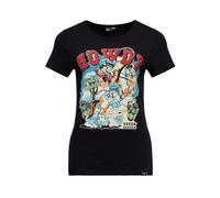 Queen Kerosin Damen Kurzarm T-Shirt Vintage Print We Can Do It V Ausschnitt Slim Fit Retro Empowerment 50s Rockabilly Rockabella 1950s We Can Do It