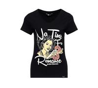 Queen Kerosin Damen Kurzarmshirt Printshirt T-Shirt 50S Rockabella Vintage Comic Art Cartoon Retro No Time for Romance
