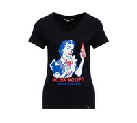 Queen Kerosin Damen Kurzarmshirt Printshirt T-Shirt 50S Rockabella Vintage Comic Art Retro No Gin No Life