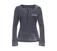 Queen Kerosin Damen Longsleeve · Langarmshirt · Doppelseitig · Mit Print · Rückenprint · Enzym Wash · Top · Langarmbluse · Biker · Motorrad · Vintage · Used · Retro · 70s · Forever 2 Wheels