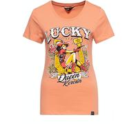 Queen Kerosin Damen Lucky Print T-Shirt Orange-S