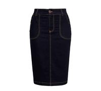 Queen Kerosin Damen Pencil Skirt | Bleistiftrock | Denim Rock | Jeans | 50S | Vintage | Retro | Rockabella | Pinup | Nieten | Elastisch | Kniebedeckend