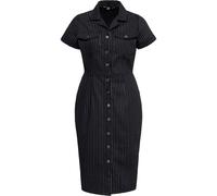 Queen Kerosin Damen Pinstripe Retro Pencil Kleid QKU46001 Black & White-S