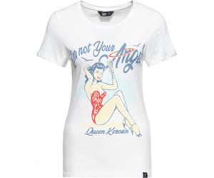 Queen Kerosin Damen Print T-Shirt I´m not your Angel Offwhite-XS