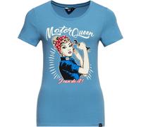 Queen Kerosin Damen Print T-Shirt "Motor Queen I Can Do It" QKI11002 Blue Heaven-XS