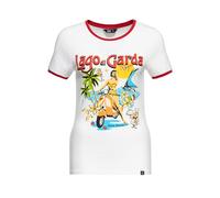Queen Kerosin Damen Print T-Shirt Shirt Kurzarmshirt Lago Di Garda Gardasee Vintage Retro Artwork Ringer Slim Fit Lago Di Garda