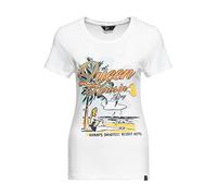 Queen Kerosin Damen Print T-Shirt Vintage Shirt Slim Fit Frontprint Kurzarm Retro Hawaii Waikiki Pin-Up 50S Queens Bay