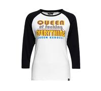 Queen Kerosin Damen Raglanshirt 3/4-Arm Contrast Shirt Damen Retro Vintage Slogan Statement Print Queen of F*Cking Everything