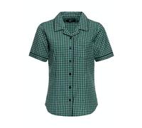 Queen Kerosin Damen Retro Hemdbluse Rockabilly Karobluse Kariert Kurzarm