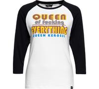 Queen Kerosin Damen Shirt Raglan 3/1 Arm Longsleeve "Queen Of Fucking Everthing" QKU41007 Off White & Black-XS