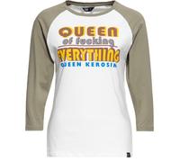 Queen Kerosin Damen Shirt Raglan 3/1 Arm Longsleeve "Queen Of Fucking Everthing" QKU41007 Off White & Green-L