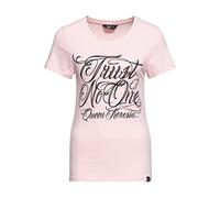 Queen Kerosin Damen Statement Shirt T-Shirt Slim Fit Frontprint Kurzarm Shirt Rockabella Rockabilly Trust No One