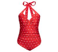 Queen Kerosin Damen Swimsuit Dotted Rot-XS