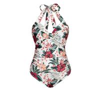 Queen Kerosin Damen Swimsuit Flower creme 2XL