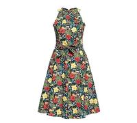 Queen Kerosin Damen Swing Kleid | Ärmellos | Neckholder | Sommerkleid | Midi | Allover Print