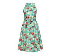 Queen Kerosin Damen Swing Kleid Ärmellos Neckholder Sommerkleid Midi Allover Print