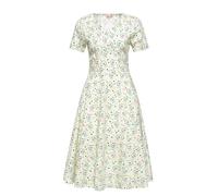 Queen Kerosin Damen Swingkleid Sommerkleid Cats Katzen L Rockabella 50S Retro Vintage V-Ausschnitt Kurzarm Allover-Print Baumwolle Retro Cats