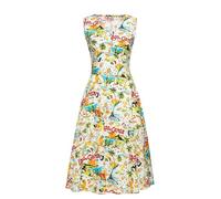 Queen Kerosin Damen Swingkleid Sommerkleid Gardasee Lake Garda Italy 50S Rockabella Ärmellos Allover-Print Baumwolle V-Ausschnitt Lago Di Garda