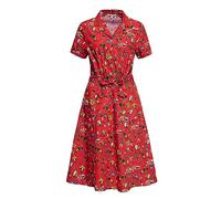 Queen Kerosin Damen Swingkleid Sommerkleid Midi-Kleid Reverskragen Midi-Länge Taillengürtel Western-Style Oldschool Western Oldschool