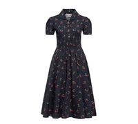 Queen Kerosin Damen Swingkleid Sommerkleid Rockabella Vintage Retro Kirschen Cherry 50s Gesmokt Cherry