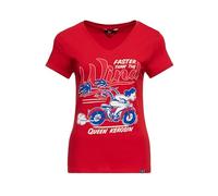 Queen Kerosin Damen T-Shirt 50S Rockabella Vintage Comic Art Cartoon Retro Woman Humorous Print Motorrad Biker Faster Than The Wind